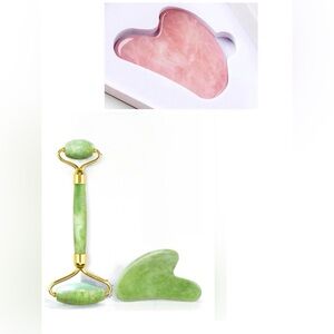 (New/Sealed) ROSELYNBOUTIQUE Gemstone Jade Roller Gua Sha Set & Rose Quartz …